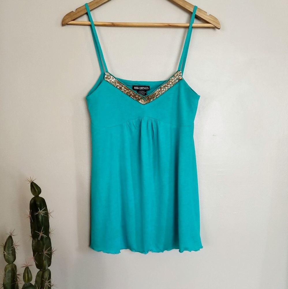 Miss Chievous Sequin Trim Babydoll Top